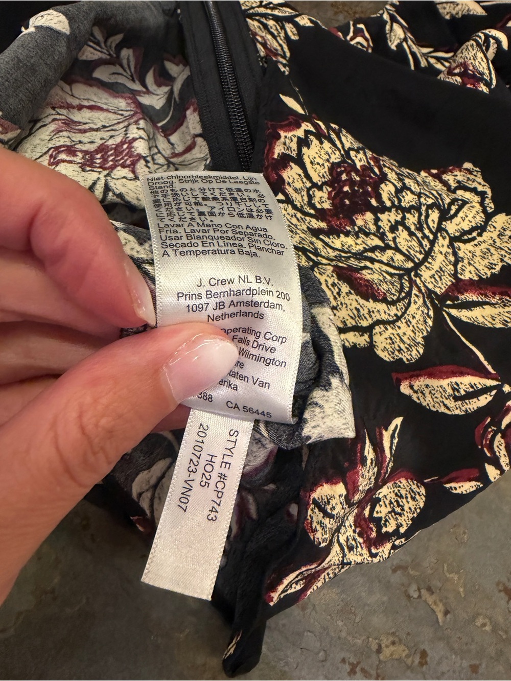 J. Crew Size 6 Black Floral Cowl Neck Camisole with Maroon, Tan Gold Accents - Picture 5 of 11